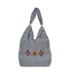 Túi khoác vai màu tím nhạt-thêu họa tiết nằm ngang